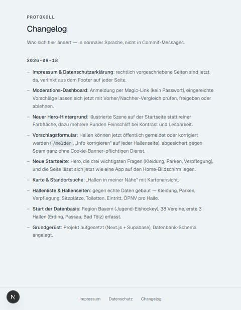 Changelog-Seite